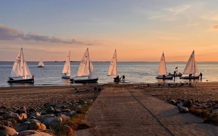 Wayfarer jollerne er kommet til Ho Bugt Sejlklubs havn, hvor de tages på land.